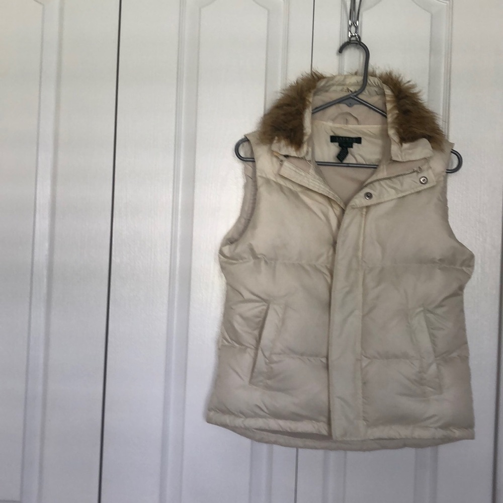 LAUREN by RALPH LAUREN cream puffer down vest